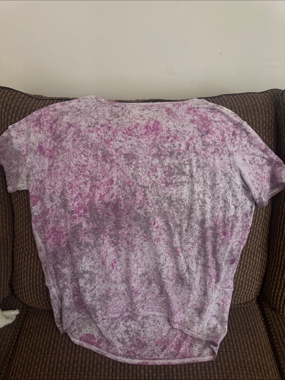 Lululemon Pink and Brown Marble-Effect Short Sleeve Tee